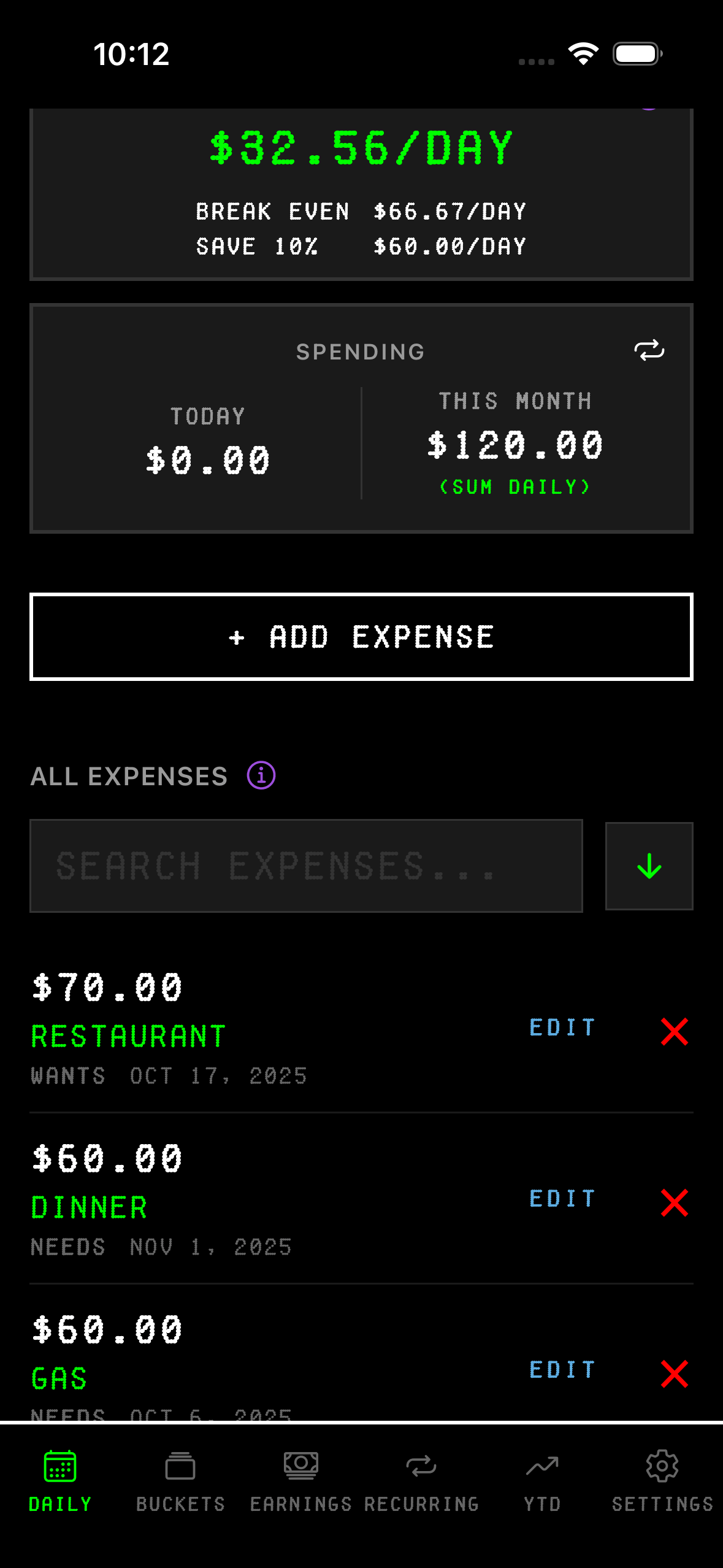 Sort by amount feature